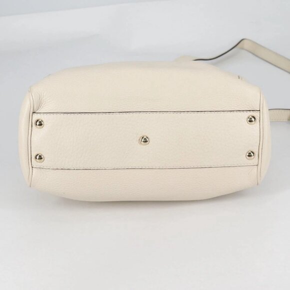 GUCCI Bamboo Hand Bag Leather 2way White Gold 336032 Auth 135213V - Picture 7 of 16